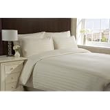 Super King Super Soft Luxury 200TC Sateen Stripe Duvet set in Cream