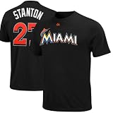 Majestic Miami Marlins MLB Mike Stanton T-Shirt BLACK Lg