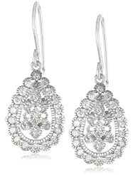 Sterling Silver and Swarovski Cubic Zirconia Vintage-Inspired Teardrop Earrings