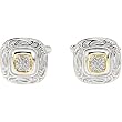 Sterling Silver and 14K Yellow Gold Diamond Cufflinks