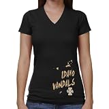 Idaho Vandals Ladies Paint Strokes V-Neck T-Shirt - Black (Small)