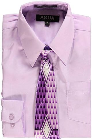 Aqua by Enrico Rossini Big Boys' "Zip Tie" Dress Shirt Set - lilac, 20