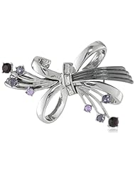 Anne Klein "Holiday Pins" Silver-Tone and Tanzanite Colored Ribbon Pin