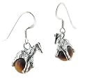Sterling Silver Giraffe on Golden TIGER EYE Earrings