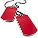 Men's 2PCS Alloy Enamel Pendant Necklace Red Army Name Double Dog Tag Biker 27 Inch Chain
