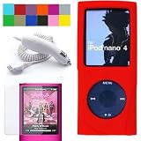 (4 in 1 combo)New Ipod Nano 4 Silicone Skin Case Cover for the New Apple iPod Nano Nano-Chromatic 4th Generation 8gb 16gb (Ipod Nano mp3 player not included) + Armband + Car Charger for new ipod nano + Screen protector Kit + Wisdom*Courage Neckstrap