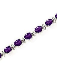14kt Yellow Gold Oval Amethyst and Diamond Bracelet