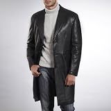 BGSD Men's New Zealand Lambskin Leather Long Coat