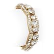 Goldtone Curved Clear Rhinestone Stretch Bangle Bracelet