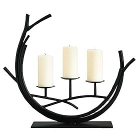 Global Views 25-Inch Long Twig Candelabra, Brown and Black Power Coat Finish
