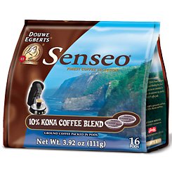 Senseo Kona Blend Coffee (10% Kona Coffee Blend), 16-Count Pods (Pack of 6)