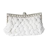 LadyGirl Knit-Style Prom & Party Evening Handbag With Crystals, Clutch Bag, Gift Ideas--Colors Various, Price/Piece -WHITE
