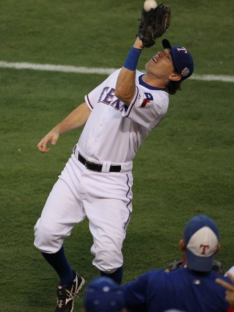 San Francisco Giants v Texas Rangers, Game 3: Ian Kinsler Photographic Poster Print by Doug Pensinger, 12x16