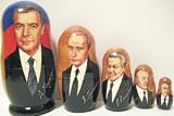 Russian new President: Medvedev, Putin, Yeltsin, Gorbachev, Brezhnev 5pc/6-7in Nesting Doll #m.medvedev.7