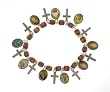 Stretch Wooden Bracelet with Saints Medals and Cross