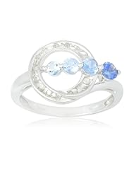 10k White Gold Shades of Ceylon Sapphire and Diamond-Accented in Love Ring