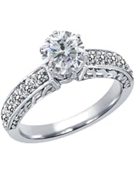 1.30 Ct Round H/I and White Diamond 14K White Gold Ring