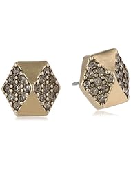 Sam Edelman Hexagon Pave Antique Worn Gold Colored Stud Earrings