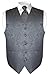 Vesuvio Napoli Men's Paisley Design Dress Vest & NeckTie CHARCOAL GREY Color Neck Tie Set