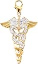 14k Gold Diamond Caduceus Charm (1/10 cttw)