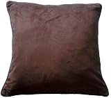 Faux Suede Dark Chocolate Brown Square Cushion Cover Piped Edge 43 x 43 cms