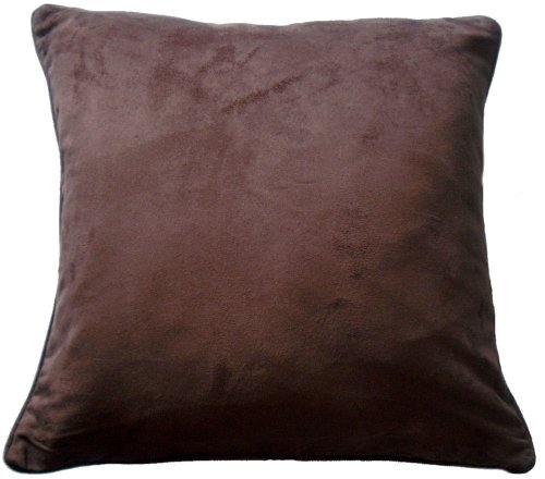 Faux Suede Dark Chocolate Brown Square Cushion Cover Piped Edge 43 x 43 cms