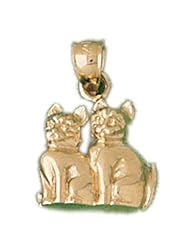 Dazzlers Solid 14 karats Gold Cat Kitten Charm Pendant available in three colors from jewelsberry (weights: 6.7 grams only)