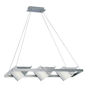 Eglo 82922A Triangolo 3 Light Pendant Light Fixture, Nickel and Chrome Frosted by Eglo