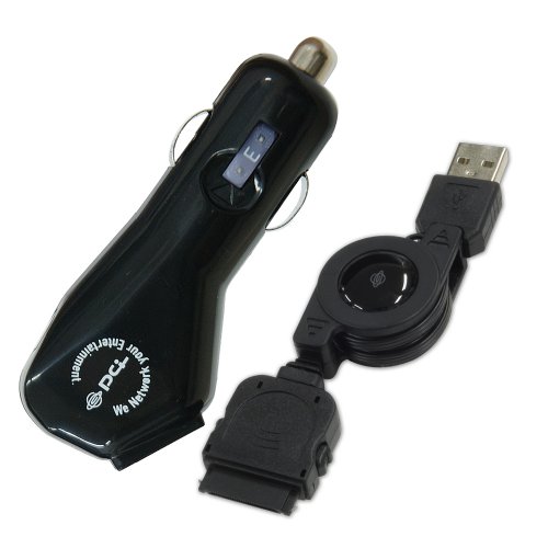 PLANEX シガーチャージャー&アイフォン・iPod対応 USB充電ケーブル(ブラック) PL-UC03IPOD2B