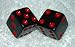 Rare Vintage Black With Red Dots Opaque French Bakelite Dice Pair