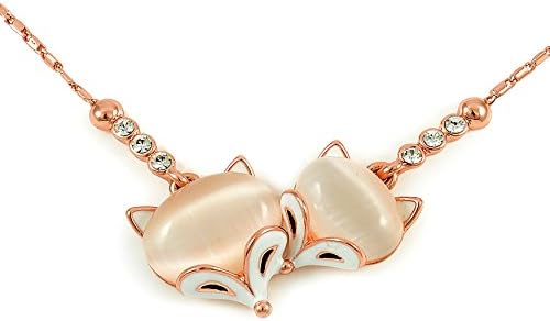 Viennois 14k Gold-plated Two Foxes with Imitation Opals 16 Inches Necklace