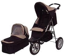 X-Adventure : Trekker 3 wheel Pram Pushchair combination in Black Stone Two Tone