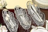 PORTICO COLLECTION 3 PIECE 24% LEAD CRYSTAL SPOON, FORK AND KNIFE CADDIES