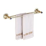 Rozin メッキ 浴室 トイレ用 タオル掛け ブルークリスタル 二段階 お風呂 タオル ラック バスケット