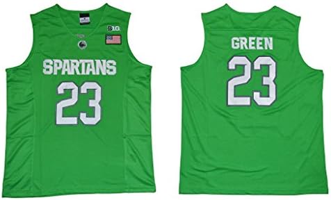WEENKS Men's Draymond Green 23 Michigan State Spartans College Basketball Jersey L Apple Green