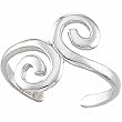 14K White Gold Asymmetrical Scroll- Design Toe Ring