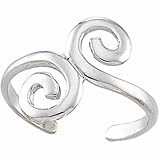 14K White Gold Asymmetrical Scroll- Design Toe Ring