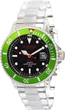 K&BROS Men's 9411-2 Ice-Time 007 Stripe Black and Green Watch
