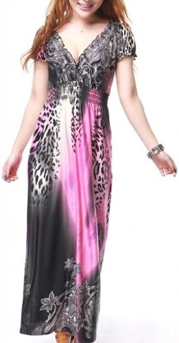 Women's Animal Print Stretchy Maxi Dress, Pink, X-Large