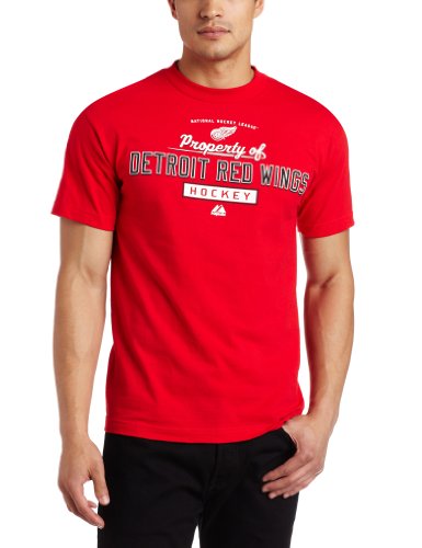 NHL Men's Detroit Red Wings Property Of Short Sleeve Basic Tee (Athletic Red, Medium)
