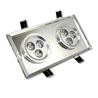 Goodia Crystal Ceiling Light ,K9 Crystal.White Housing. Double Head, LED Source, 6 Watts.Cool White(6000-7000K)