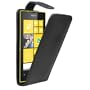 Negro Funda de Cuero para Nokia Lumia 520 - Flip Case Cover Con Tapa