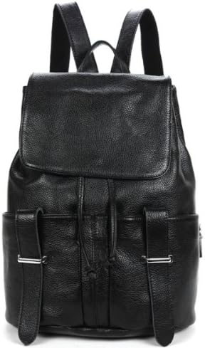 TinoTrade Genuine Leather Backpack Cool Day Travel Back Pack (Black)