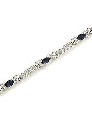 10kt Yellow Gold Oval Blue Sapphire and Diamond Bracelet