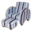 Kid's Max Striped Modern Chair with Matching Ottoman
