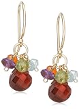 14k Yellow Gold Garnet Briolette Drop and Multi-Gemstone Beaded Earrings