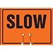 Accuform Signs FBC758 Plastic Traffic Cone Top Warning Sign, Legend "SLOW", 10" Width x 14" Length x 0.060" Thickness, Black on Orange