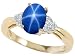 1.62 cttw Created Star Sapphire and Genuine Diamond Ring - 14kt Yellow Gold
