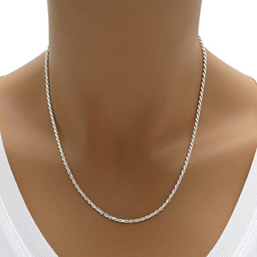 Sandra Creative Design Silver-tone DIA CUT ROPE chain necklace 2mm 040