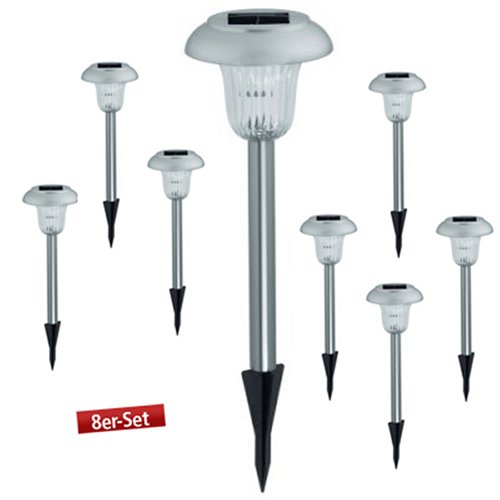 Wagner Solarleuchte Aruba, 8er-Set Akzentleuchten Edelstahl, 1 LED w